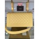 BOY Chanel HANDBAG Grained Calfskin Yellow Gold Metal High