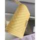 BOY Chanel HANDBAG Grained Calfskin Yellow Gold Metal High