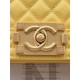 BOY Chanel HANDBAG Grained Calfskin Yellow Matt-Gold Metal High