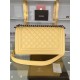 BOY Chanel HANDBAG Grained Calfskin Yellow Anti-Silver Metal High