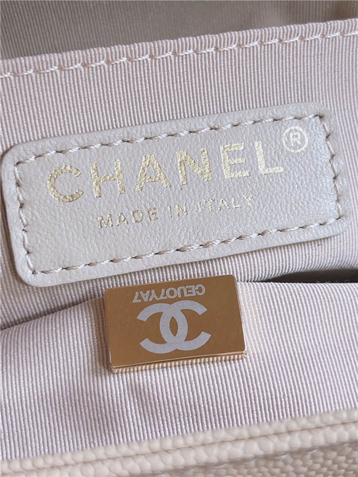 BOY Chanel HANDBAG Grained Calfskin Beige Anti-Gold Metal High