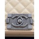 BOY Chanel HANDBAG Grained Calfskin Beige Anti-Silver Metal High