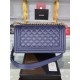 BOY Chanel HANDBAG Grained Calfskin Navy Blue Gold Metal High