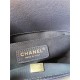 BOY Chanel HANDBAG Grained Calfskin Navy Blue Anti-Silver Metal High