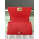 BOY Chanel HANDBAG Grained Calfskin Red Gold Metal High