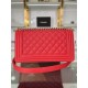 BOY Chanel HANDBAG Grained Calfskin Red Gold Metal High