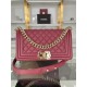 BOY Chanel HANDBAG Grained Calfskin Wine Gold Metal High