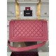 BOY Chanel HANDBAG Grained Calfskin Wine Gold Metal High