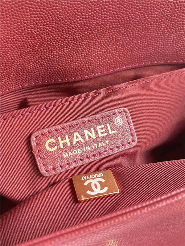 BOY Chanel HANDBAG Grained Calfskin Wine Matt-Gold Metal High