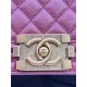 BOY Chanel HANDBAG Grained Calfskin Wine Anti-Gold Metal High