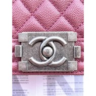 BOY Chanel HANDBAG Grained Calfskin Wine Anti-Silver Metal High