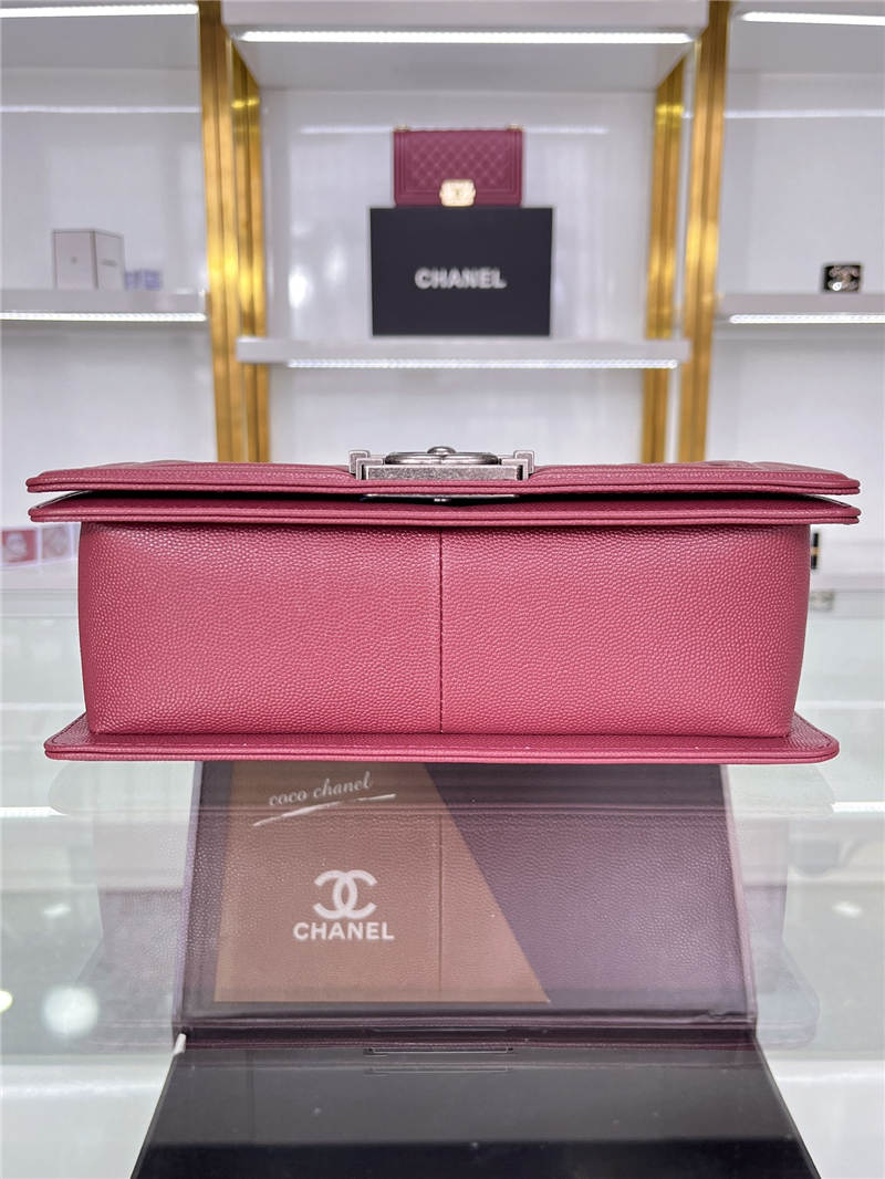 BOY Chanel HANDBAG Grained Calfskin Wine Anti-Silver Metal High