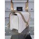 BOY Chanel HANDBAG Grained Calfskin White Gold Metal High