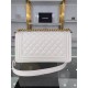 BOY Chanel HANDBAG Grained Calfskin White Matt-Gold Metal High