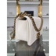 BOY Chanel HANDBAG Grained Calfskin White Anti-Gold Metal High