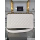 BOY Chanel HANDBAG Grained Calfskin White Anti-Gold Metal High