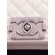 BOY Chanel HANDBAG Grained Calfskin White Silver Metal High