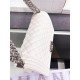 BOY Chanel HANDBAG Grained Calfskin White Silver Metal High