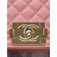 BOY Chanel HANDBAG Grained Calfskin Pink Gold Metal High