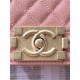 BOY Chanel HANDBAG Grained Calfskin Pink Matt-Gold Metal High