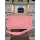 BOY Chanel HANDBAG Grained Calfskin Pink Matt-Gold Metal High