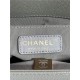 BOY Chanel HANDBAG Grained Calfskin Grey Gold Metal High