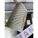 BOY Chanel HANDBAG Grained Calfskin Grey Gold Metal High