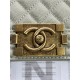 BOY Chanel HANDBAG Grained Calfskin Grey Anti-Gold Metal High