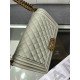 BOY Chanel HANDBAG Grained Calfskin Grey Anti-Gold Metal High