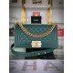 BOY Chanel HANDBAG Grained Calfskin Green Matt-Gold Metal High