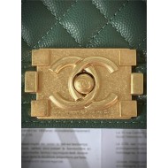 BOY Chanel HANDBAG Grained Calfskin Green Matt-Gold Metal High