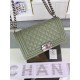 BOY Chanel HANDBAG Grained Calfskin Olive Anti-Silver Metal High