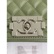 BOY Chanel HANDBAG Grained Calfskin Olive Silver Metal High