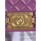 SMALL BOY Chanel HANDBAG Grained Calfskin Purple Matt-Gold Metal High