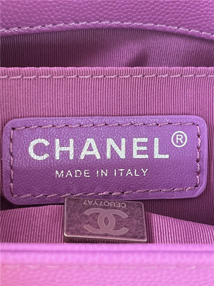 SMALL BOY Chanel HANDBAG Grained Calfskin Purple Anti-Silver Metal High