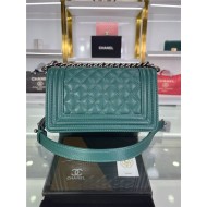 SMALL BOY Chanel HANDBAG Grained Calfskin Green Anti-Silver Metal High