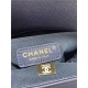 SMALL BOY Chanel HANDBAG Grained Calfskin Navy Blue Matt-Gold Metal High