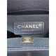 SMALL BOY Chanel HANDBAG Grained Calfskin Navy Blue Anti-Silver Metal High