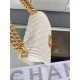 SMALL BOY Chanel HANDBAG Grained Calfskin White Matt-Gold Metal High