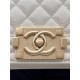 SMALL BOY Chanel HANDBAG Grained Calfskin White Matt-Gold Metal High