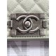 SMALL BOY Chanel HANDBAG Grained Calfskin Grey Anti-Silver Metal High