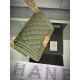 SMALL BOY Chanel HANDBAG Grained Calfskin Olive Matt-Gold Metal High