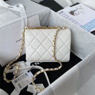 MINI FLAP BAG Lambskin, Strass & Gold-Tone Metal AS3239 White A