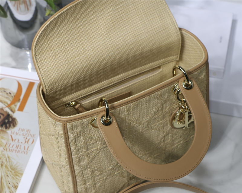 MEDIUM LADY Dior BAG Cannage Raffia Natural High 