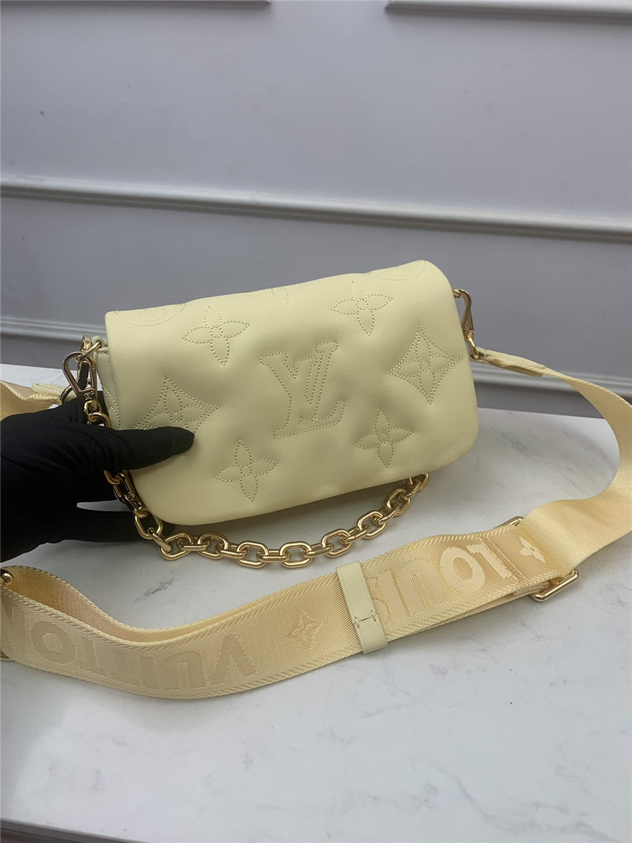 Louis Vuitton WALLET ON STRAP BUBBLEGRAM Monogram-embroidered, quilted calf leather Yellow M51400 High