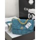 Large Chanel 19 Flap Bag Tweed Gold-Tone Blue High