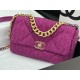 Large Chanel 19 Flap Bag Tweed Gold-Tone Fuchsia High