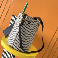 RIVE GAUCHE BUCKET BAG IN STRIPED CANVAS AND LEATHER High