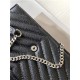 CASSANDRE SAINT LAURENT MATELASSÉ ENVELOPE CHAIN WALLET IN GRAIN DE POUDRE EMBOSSED LEATHER High