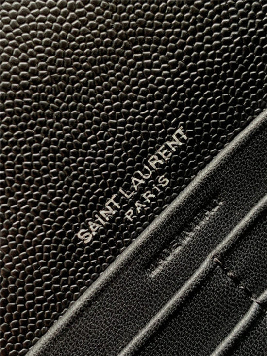 CASSANDRE SAINT LAURENT MATELASSÉ ENVELOPE CHAIN WALLET IN GRAIN DE POUDRE EMBOSSED LEATHER High